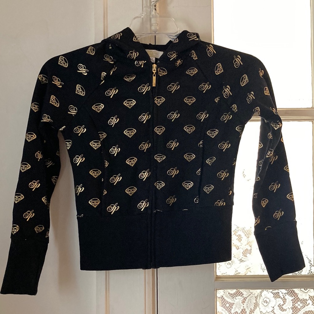 South Pole Black Hoodie with Gold Diamonds
